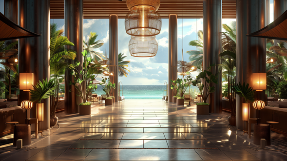 Lobby di un hotel di lusso utilizzata come esempio di investimento