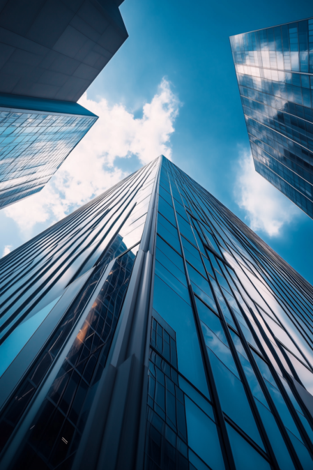 Ufficio direzionale con vista sulla skyline di una città europea